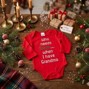 Premier International Christmas One Piece 0-3M "Who Needs Santa I Have Grandma"